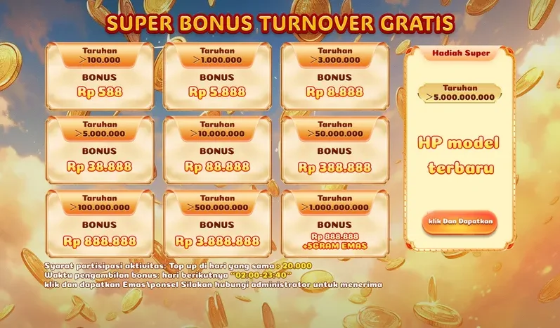 SUPER BONUS TURNOVER GRATIS
